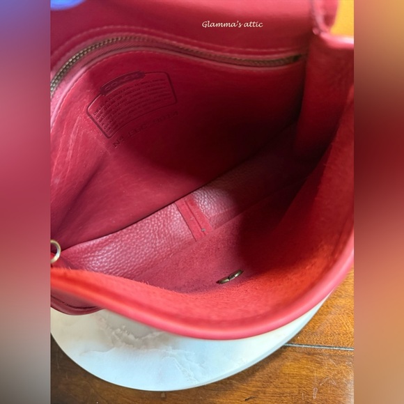 COACH vintage RED suede Crescent Berkeley🔥beaut - Picture 12 of 15